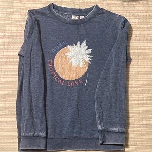 Roxy Kids Blue Long Sleeve Tee with Palm Graphic